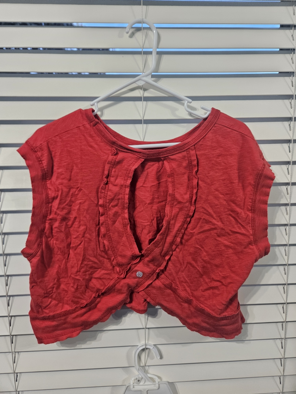 Girls' Red Short Sleeve Tee with Front Keyhole Detail